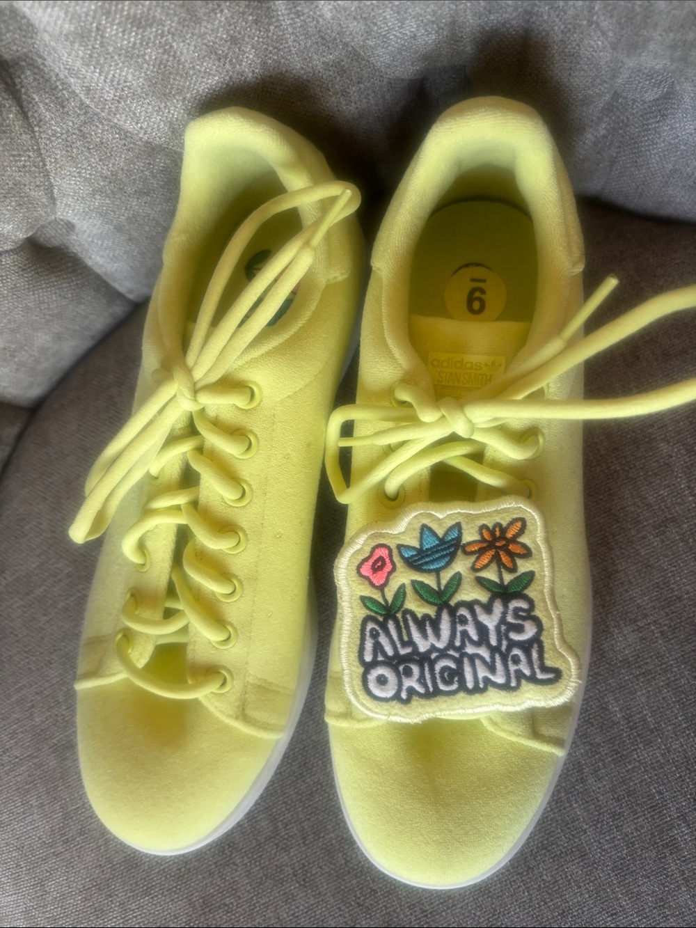 adidas Yellow Floral Patch Lace-Up Sneakers